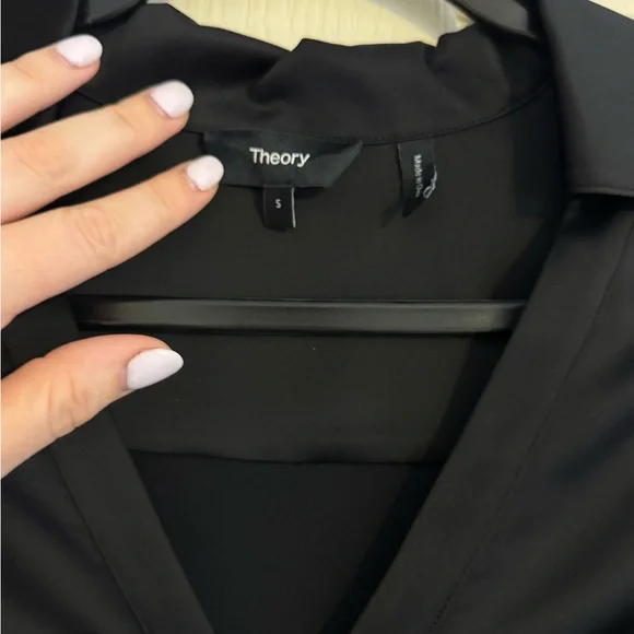 Theory Black Ruched Front Blouse - Picture 2 of 4